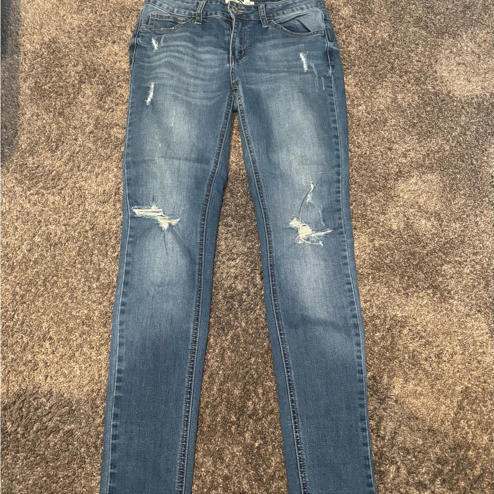 Blue Skinny Distressed Jeans with Stretch-Hammer Jeans